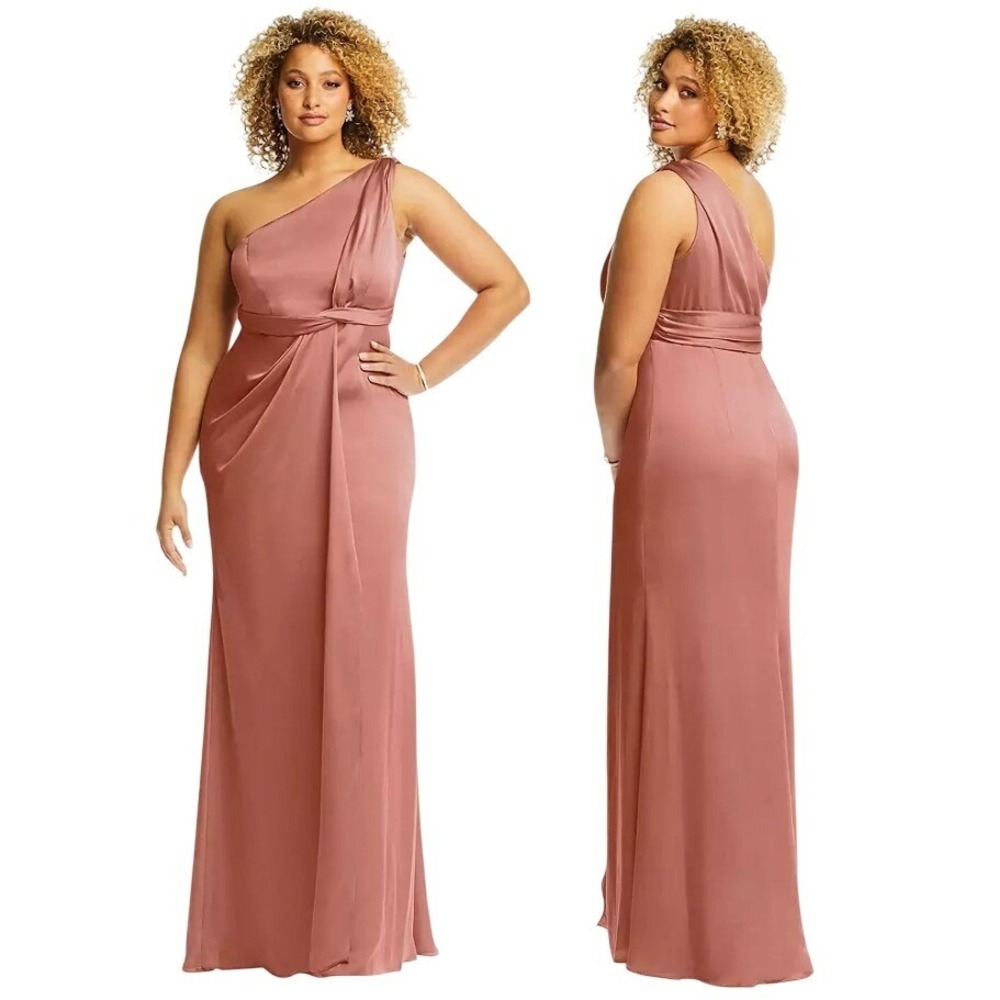 Dessy Collection One Shoulder Ruched Empire Waist Bridesmaid Formal Gown 16 3111
